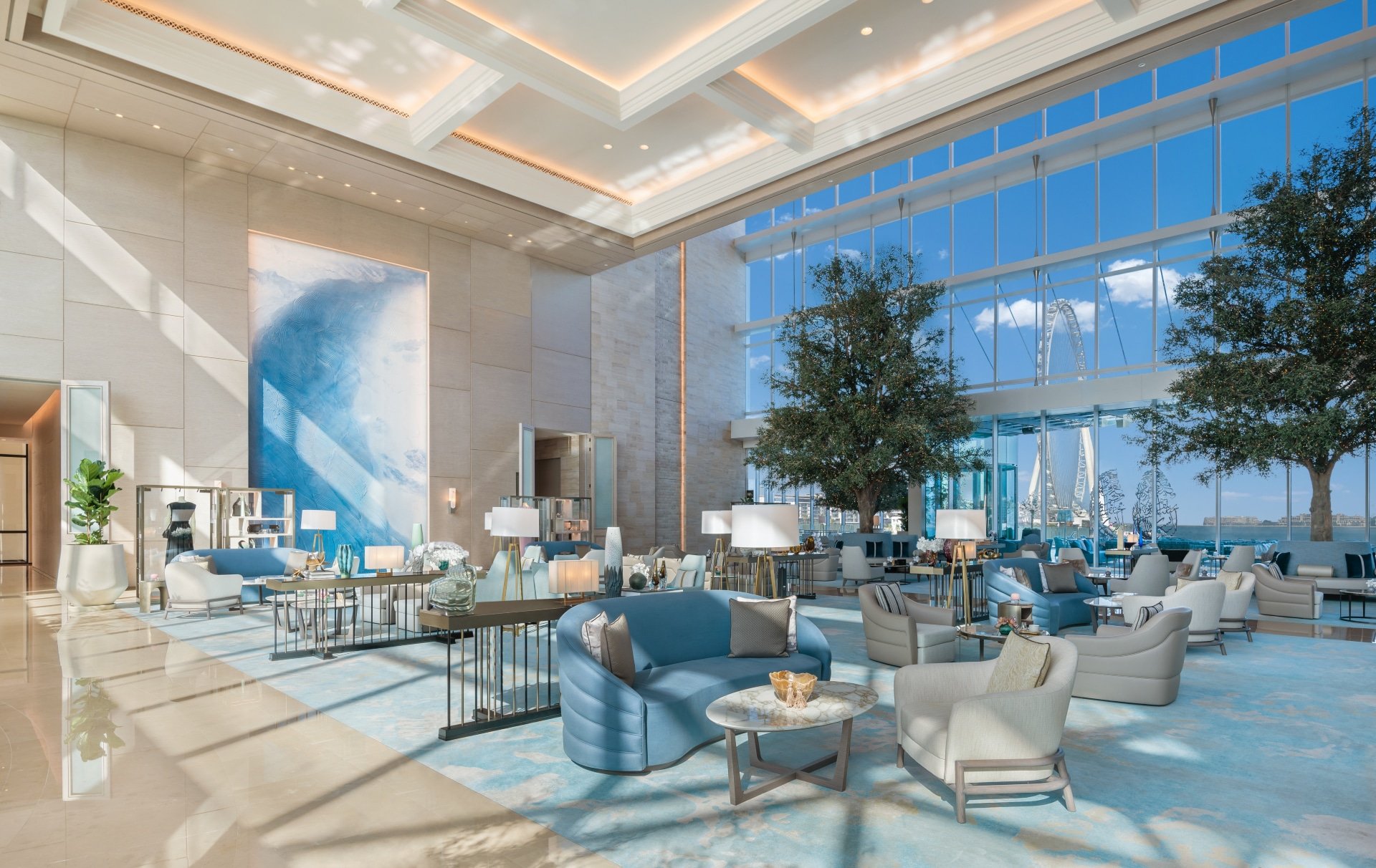 The interior of a luxury waterfront penthouse in Dubai