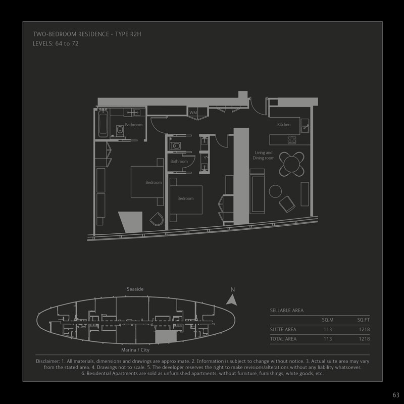 A floorplan of a W Residences luxury apartment Palm Jumeirah, Dubai