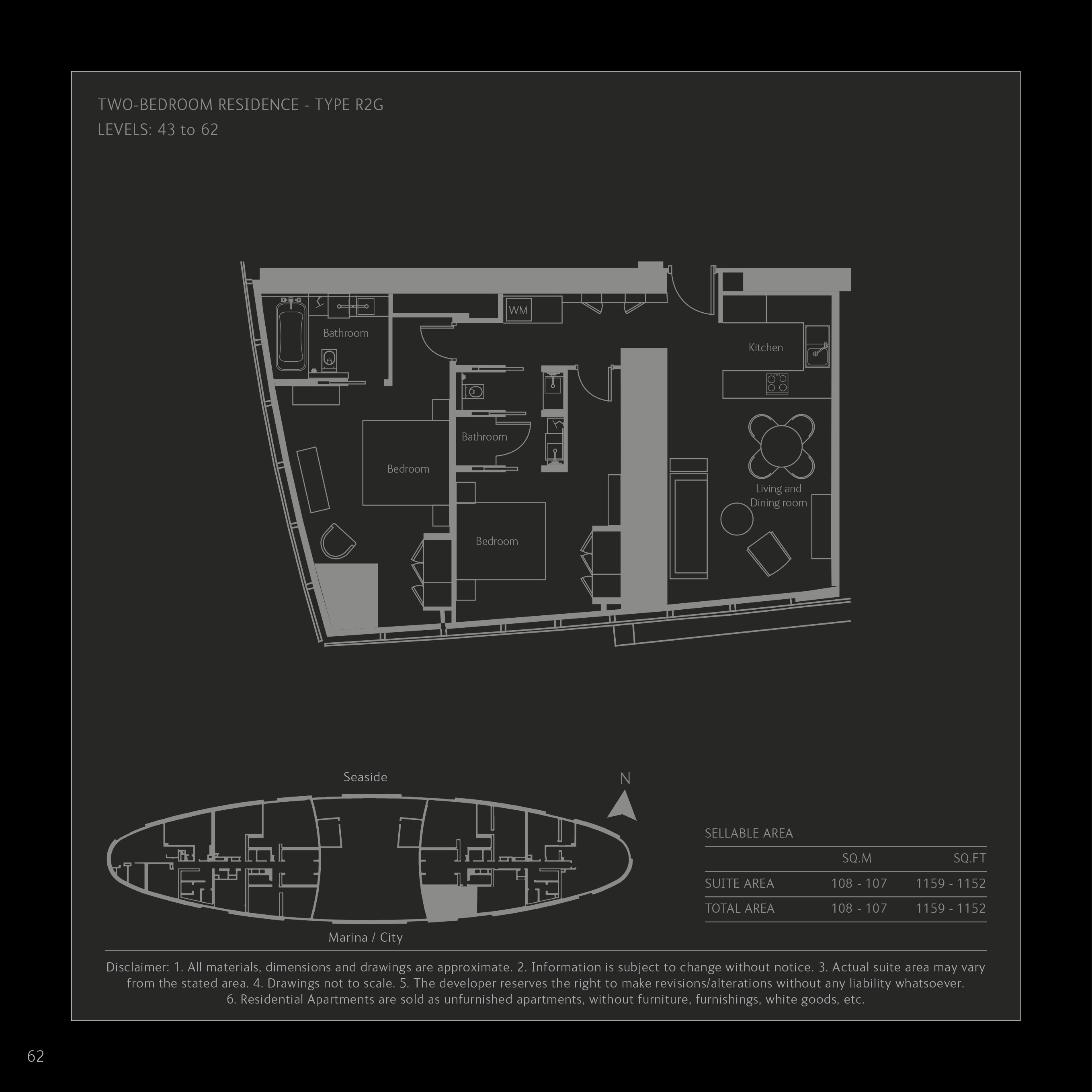A floorplan of a W Residences luxury apartment Palm Jumeirah, Dubai