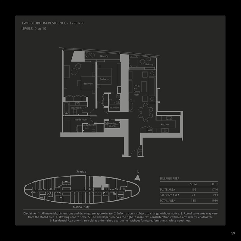 A floorplan of a W Residences luxury apartment Palm Jumeirah, Dubai