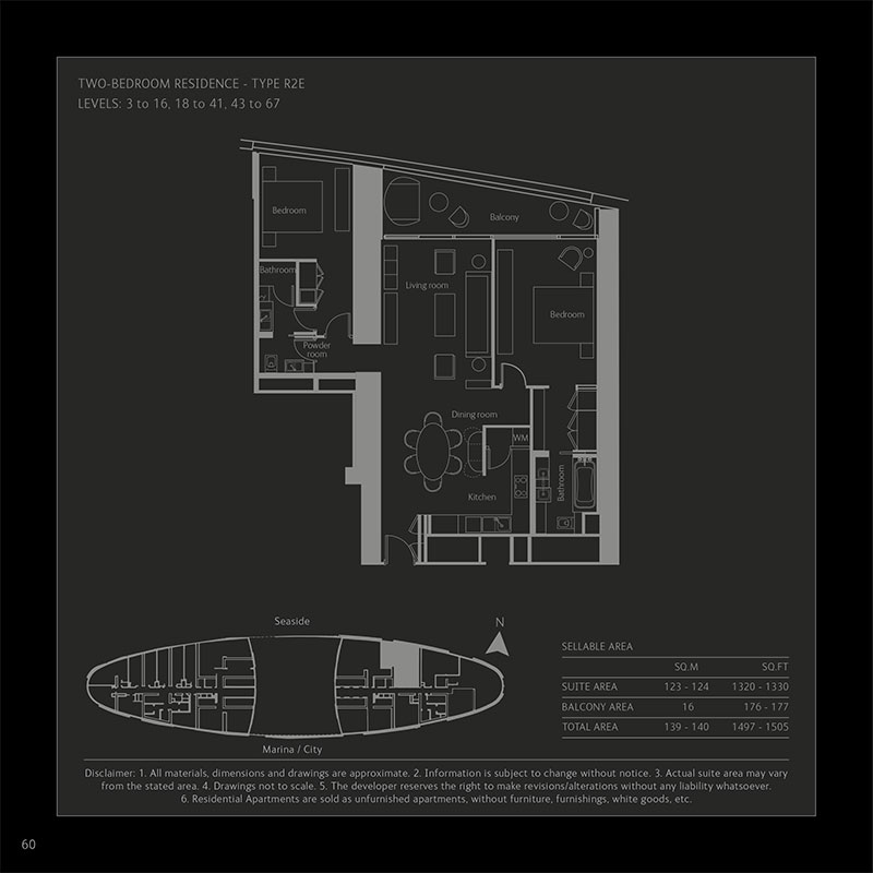 A floorplan of a W Residences luxury apartment Palm Jumeirah, Dubai